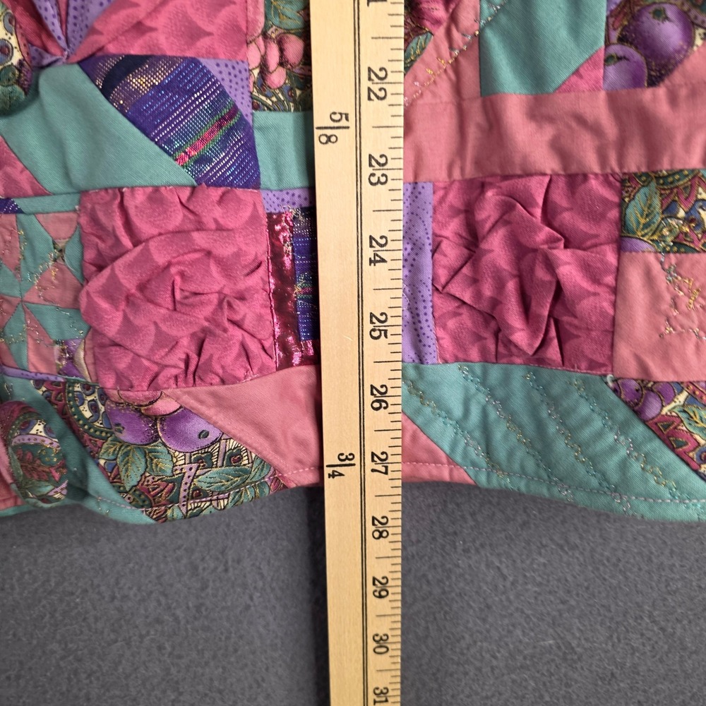 Handmade Quilted Patchwork Jacket Womens XL Pink Purple Teal Wearable Art Boho - Picture 11 of 12